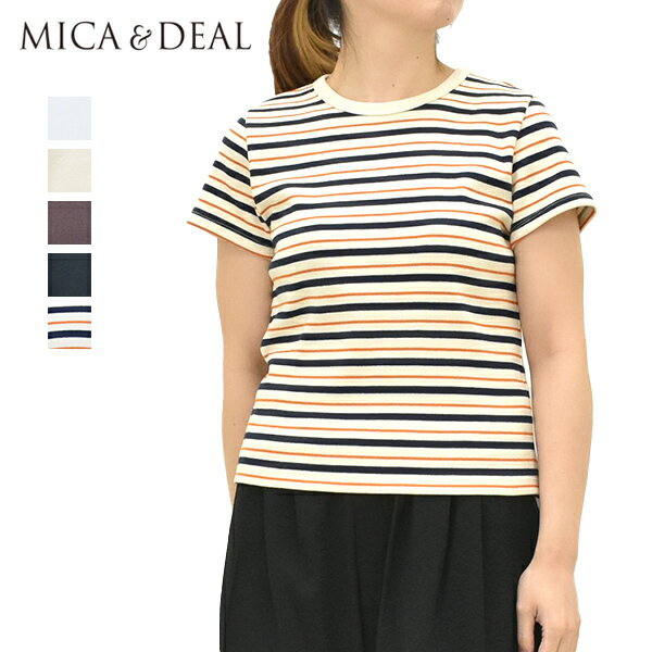 Rakuten - ＼最大2000円OFFクーポン!スーパーSALE!6/11(木)01:59まで／MICA&DEAL マイカアンドディール リブTシャツ 0126209124 レディース【ホワイト/アイボリー/ブラウン/ブラック/マルチ 】【送料無料】【クリックポスト可】