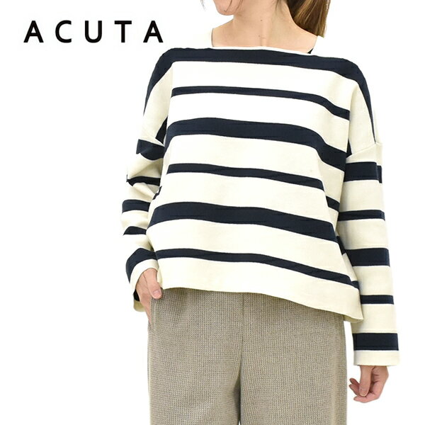 ＼最大4000円OFFクーポン!お買物マラソン!5/16(土)01:59まで／ACUTA アクータ コットンライクマルチボーダースクエアネックニット 1001..
