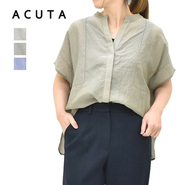 Rakuten - ＼最大2000円OFFクーポン!スーパーSALE!6/11(木)01:59まで／ACUTA アクータ シアーシャンブレーポンチョシャツ 10013828 レディース【ブラウン/ライトカーキ/ネイビー】【送料無料】