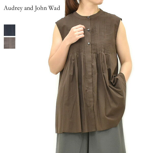 Rakuten - ＼最大2000円OFFクーポン!スーパーSALE!6/11(木)01:59まで／Audrey and John Wad オードリーアンドジョンワッド ピンタックノースリーブブラウス L6131 レディース【ブラック/ブラウン】【送料無料】