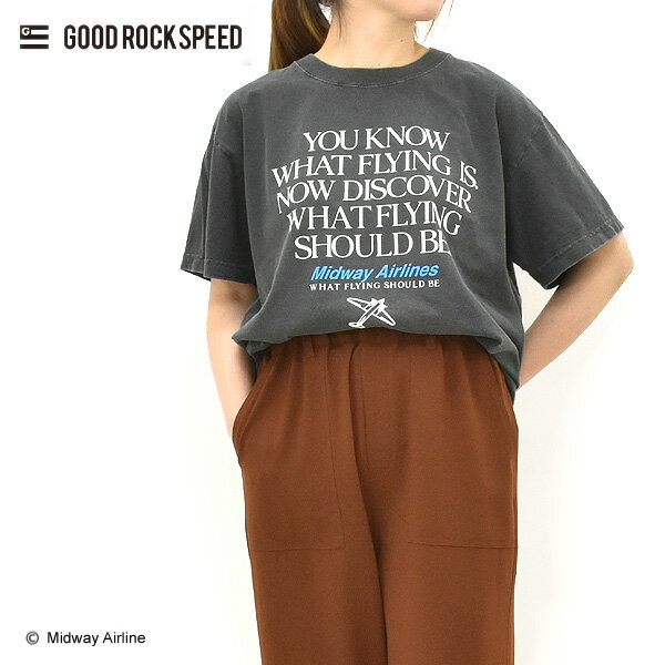 Rakuten - GOOD ROCK SPEED グッドロックスピード Midway Airlines ミッドウェイ航空 プリントTシャツ 26MDA004W メンズ レディース【チャコールグレー】【送料無料】【クリックポスト可】