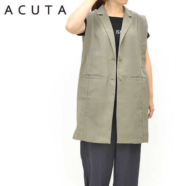Rakuten - ＼最大2000円OFFクーポン!スーパーSALE!6/11(木)01:59まで／ACUTA アクータ シアーメッシュサイドベルトジレ 10018651 レディース【カーキ】【送料無料】