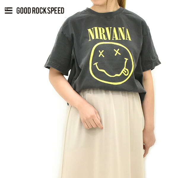 Rakuten - GOOD ROCK SPEED グッドロックスピード ニルヴァーナ NIRVANA スマイル プリントTシャツ 26NVN005W メンズ レディース【チャコールグレー】【送料無料】【クリックポスト可】