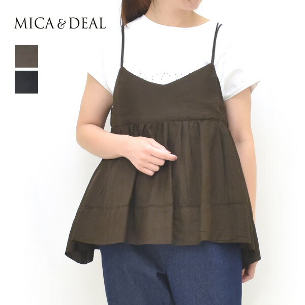 Rakuten - ＼最大2000円OFFクーポン!スーパーSALE!6/11(木)01:59まで／MICA&DEAL マイカアンドディール インドリネンペプラムキャミソール 0126201162 レディース【ブラウン/ブラック】【送料無料】【クリックポスト可】