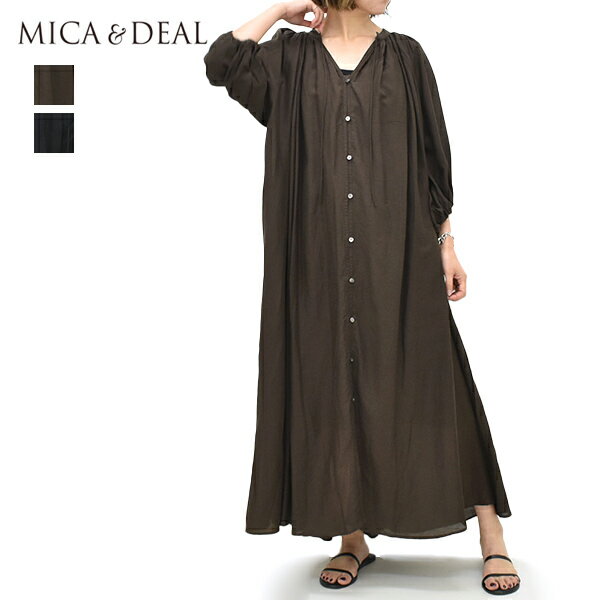 Rakuten - MICA&DEAL マイカアンドディール リネンギャザーワンピース 0126204165 レディース【ブラウン/ブラック】【送料無料】