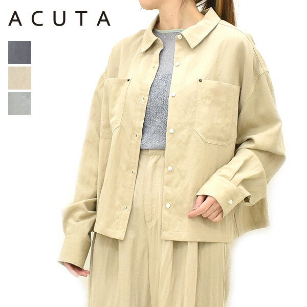 Rakuten - ACUTA アクータ バイオ加工ショートシャツ 10013598 レディース【チャコールグレー/ベージュ/カーキ】【送料無料】