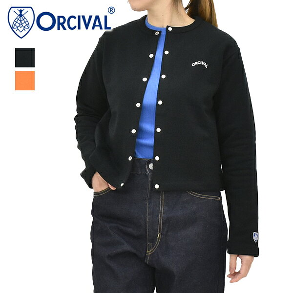 Rakuten - ＼最大2000円OFFクーポン!スーパーSALE!6/11(木)01:59まで／ORCIVAL オーシバル フレンチテリークルーネックカーディガン OR-C0435MAZ レディース【ジェットブラック/サンセットオレンジ】【送料無料】