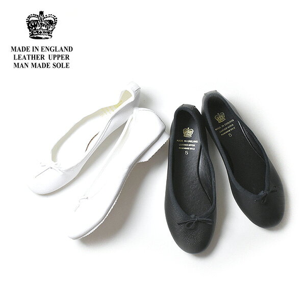 CROWN クラウン "BOW BALLET" ボウバレエ BLACK WHITE フラットシューズ リボン レディース