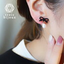 天然淡水パール×モール細リボン樹脂イヤリング ノンホールピアス シリコン樹脂ポスト 【金属アレルギー対応】 痛くない ぶら下がり【送料無料】ブラック/ワインレッ...