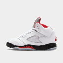 ジョーダン キッズ/ジュニア レトロ5 Jordan Retro 5 PS バッシュ True White/Fire Red/Black ミニバス