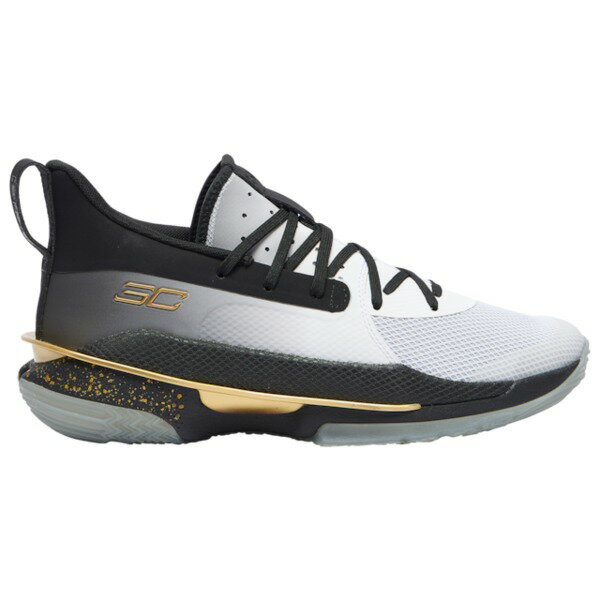 アンダーアーマー メンズ カリー7 Under Armour Curry 7 バッシュ White/Black/Gold