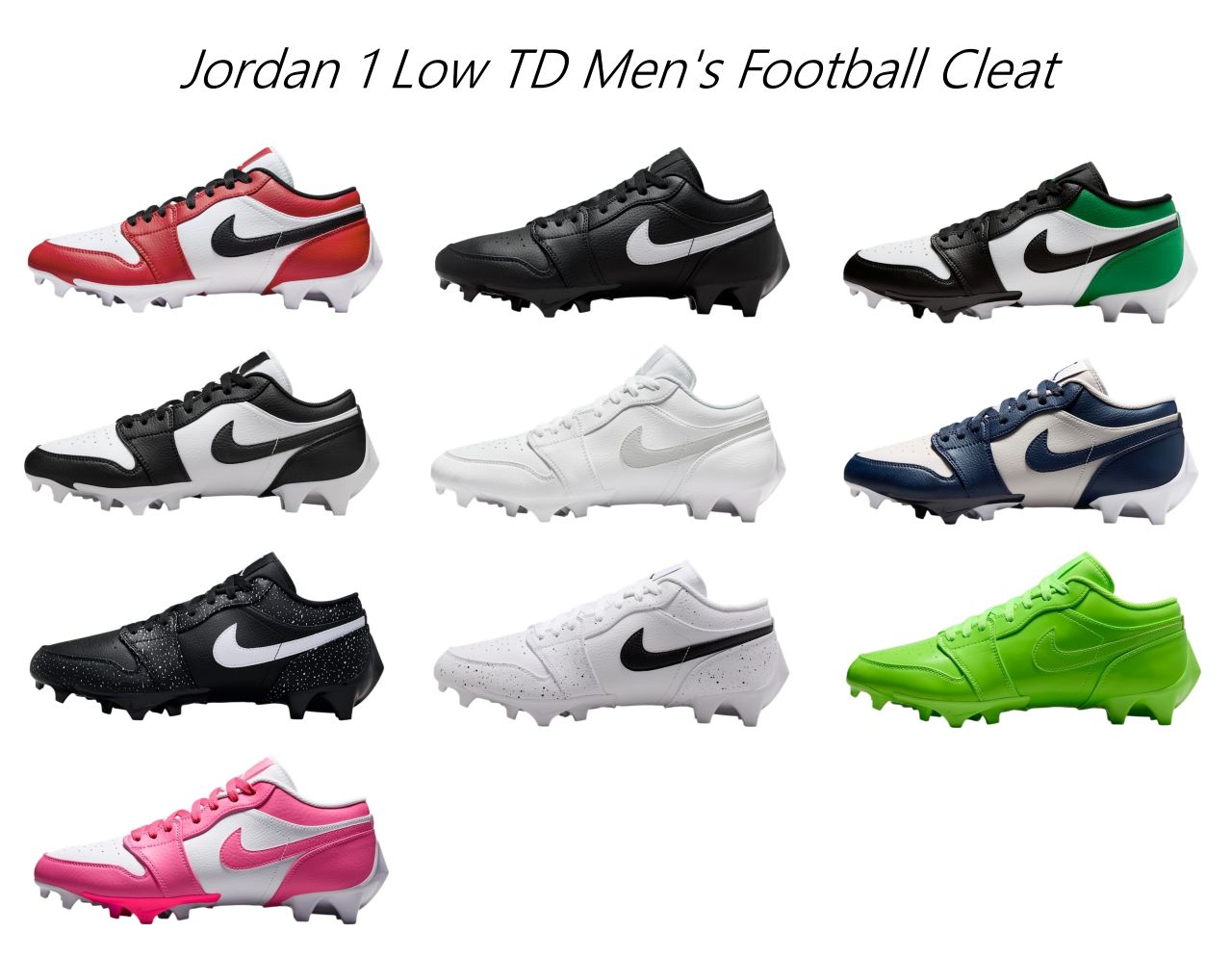 【商品名】 Jordan 1 Low TD ナイキ ジョーダン1ロー アメフト スパイク 【モデル】 Chicago　FJ6245-106 Panda　FJ6245-100 Black/White　FJ6245-001 White/Grey Fog　FJ6245-101 Lucky Green　FJ6245-003 College Navy　FJ6245-004 Black/White 2　FJ6245-005 White/Black　FJ6245-102 Electric Green　FJ6245-300 Digital Pink/White　FJ6245-600 【サイズ】 25.0cm　M7.0 25.5cm　M7.5 26.0cm　M8.0 26.5cm　M8.5 27.0cm　M9.0 27.5cm　M9.5 28.0cm　M10.0 28.5cm　M10.5 29.0cm　M11.0 29.5cm　M11.5 30.0cm　M12.0 31.0cm　M13.0 【お届け予定】 ■お客様のお手元におよそ3週間～1ヶ月をお届けの目安としております。 ■USA販売元よりアメリカ内での弊社倉庫へ一度集めてから日本へ輸出します。 ■日本内弊社事務所にて検品してからお客様へ発送します。 ■USA販売元より在庫確認はしておりますが、購入時に完売している場合もございます。その場合は手配可能な他サイズ/カラー/類似商品をご提案させて頂きます。 ■ご予約販売の性質上、コンビニ・銀行振込等の決済は入金確認後の買い付けになりますのでお届け予定が遅くなる可能性があります。 ■高額レア商品の発送後受け取り拒否多発のため、35,000円以上のご注文は代引き支払いは受け付けておりません。