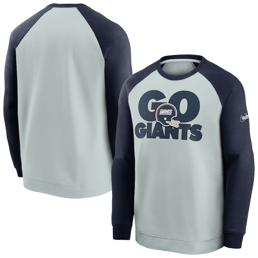 ナイキ メンズ スウェットシャツ New York Giants Nike Fan Gear Throwback Go Helmet Sweatshirt - Gray/Navy