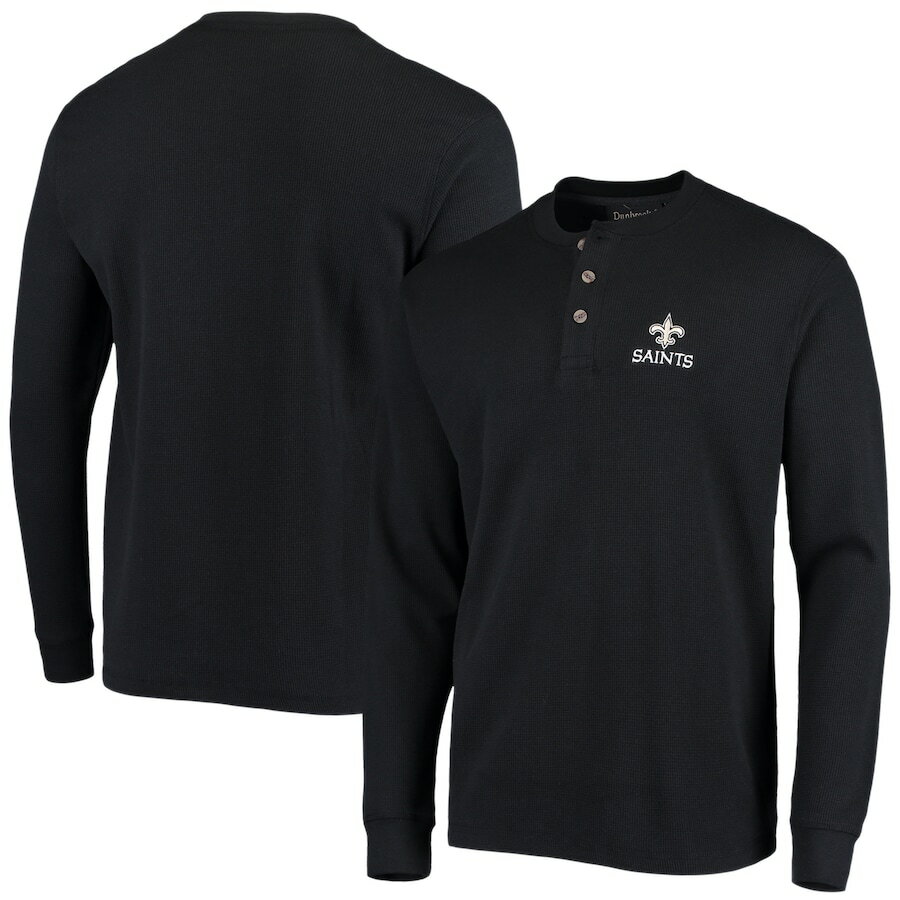 メンズ Tシャツ 長袖 ロンT "New Orleans Saints" Maverick Thermal Henley Long Sleeve T-Shirt - Black