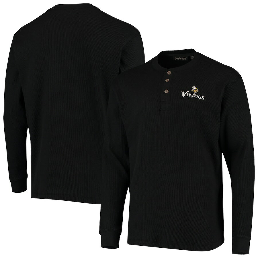 メンズ Tシャツ 長袖 ロンT "Minnesota Vikings" Maverick Thermal Henley Long Sleeve T-Shirt - Black
