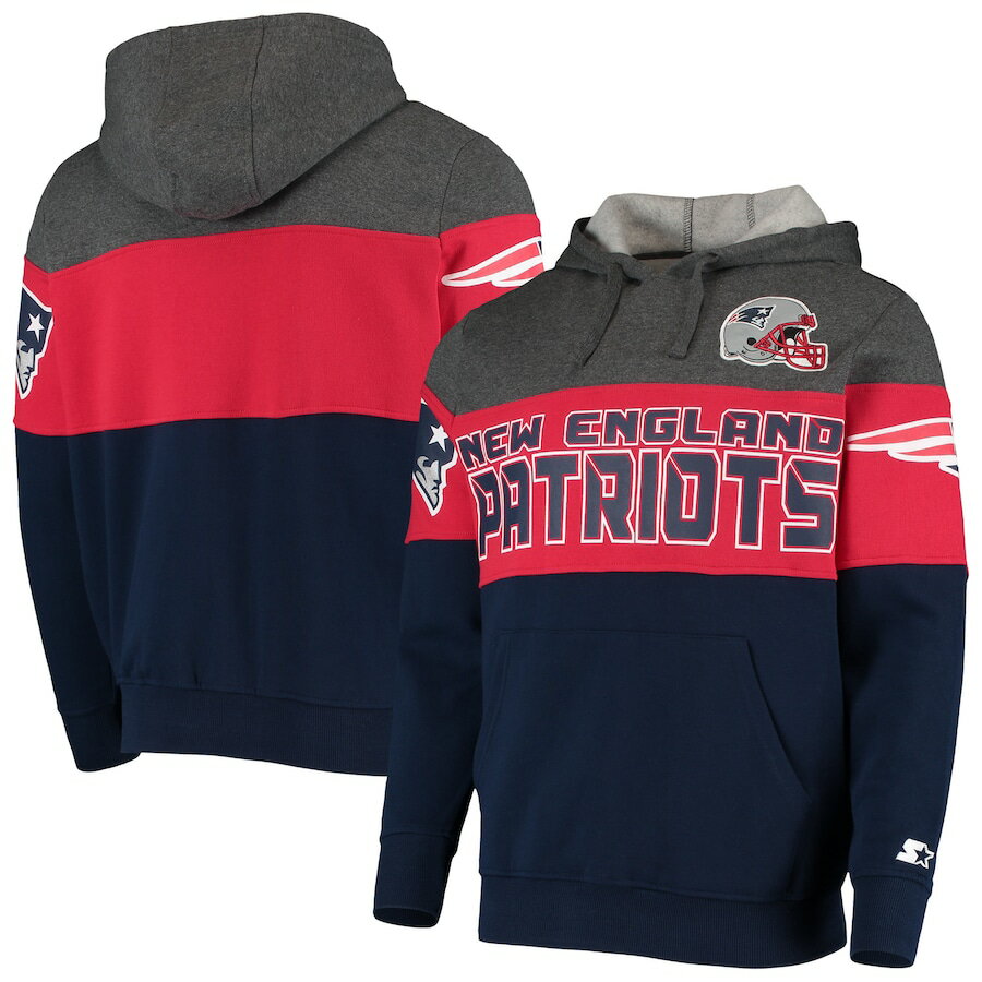 メンズ パーカー "New England Patriots" Starter Extreme Fireballer Pullover Hoodie - Heathered Gray/Red