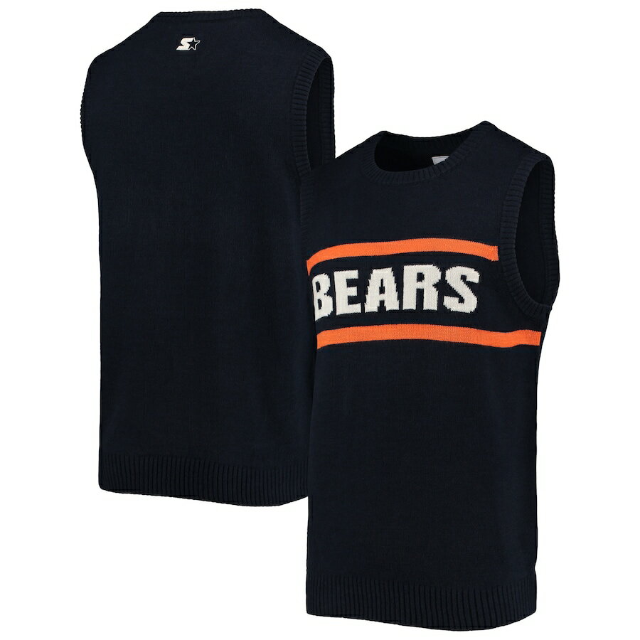 メンズ セーター "Chicago Bears" Starter Player Sweater Vest - Navy/Orange