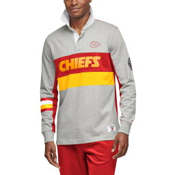 トミーヒルフィガー メンズ ポロシャツ "Kansas City Chiefs" Tommy Hilfiger Rugby Long Sleeve Polo - Gray/Red