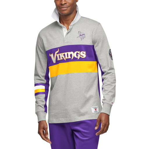 トミーヒルフィガー メンズ ポロシャツ "Minnesota Vikings" Tommy Hilfiger Rugby Long Sleeve Polo - Gray/Purple トミーヒルフィガー メンズ ポロシャツ "Minnesota Vikings" Tommy Hilfiger Rugby Long Sleeve Polo - Gray/Purple