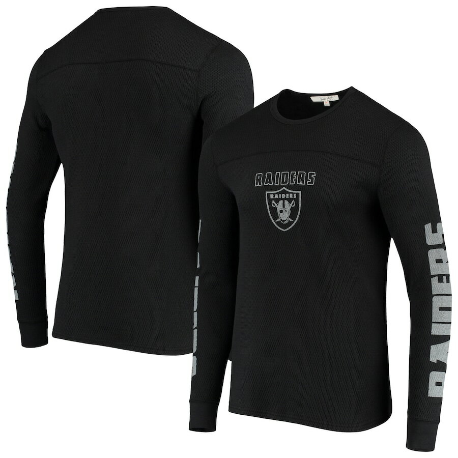 メンズ Tシャツ 長袖 ロンT Las Vegas Raiders Junk Food Heavyweight Thermal Long Sleeve T-Shirt - Black