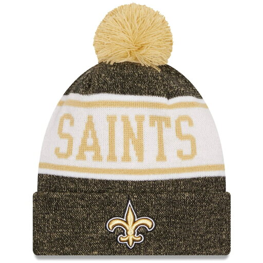 ニューエラ メンズ ニットキャップ "New Orleans Saints" New Era Banner Cuffed Knit Hat with Pom - Black/Gold ニューエラ メンズ ニットキャップ "New Orleans Saints" New Era Banner Cuffed Knit Hat with Pom - Black/Gold