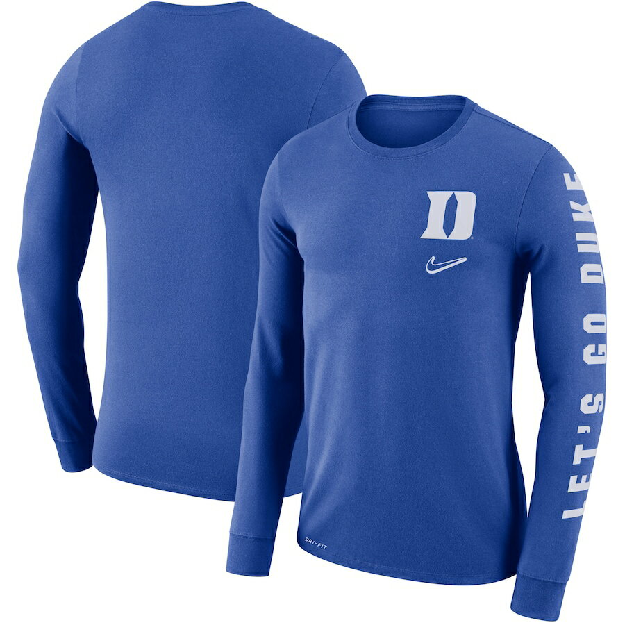 メンズ Tシャツ 長袖 ロンT "Duke Blue Devils" Nike Local Mantra Performance Long Sleeve T-Shirt - Royal