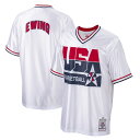 ~b`FlX Y TVc Patrick Ewing USA Basketball Mitchell & Ness 1992 Dream Team Authentic Shooting Shirt - White