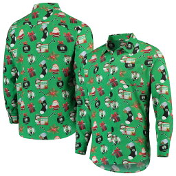 メンズ シャツ "Boston Celtics" Floral Winter Explosion Long Sleeve Button-Up Shirt - Kelly Green