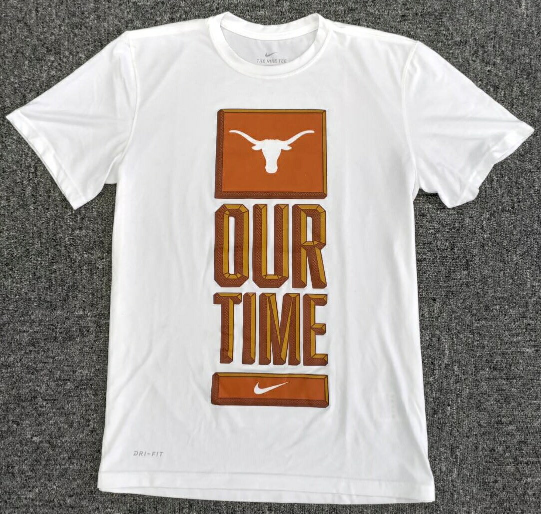 即納 ナイキ メンズ Tシャツ 半袖 ドライフィット Texas Longhorns Nike DRI-FIT Bench Performance T-Shirt - White 白 ホワイト NCAA テキサス ロングホーンズ