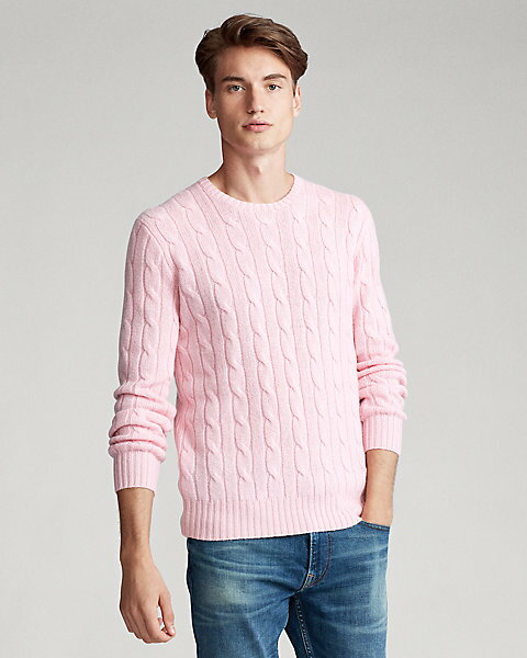 ラルフローレン 即納 ポロラルフローレン メンズ カシミヤ セーター ニット Polo Ralph Lauren Cable-Knit Cashmere Sweater - Carmel Pink