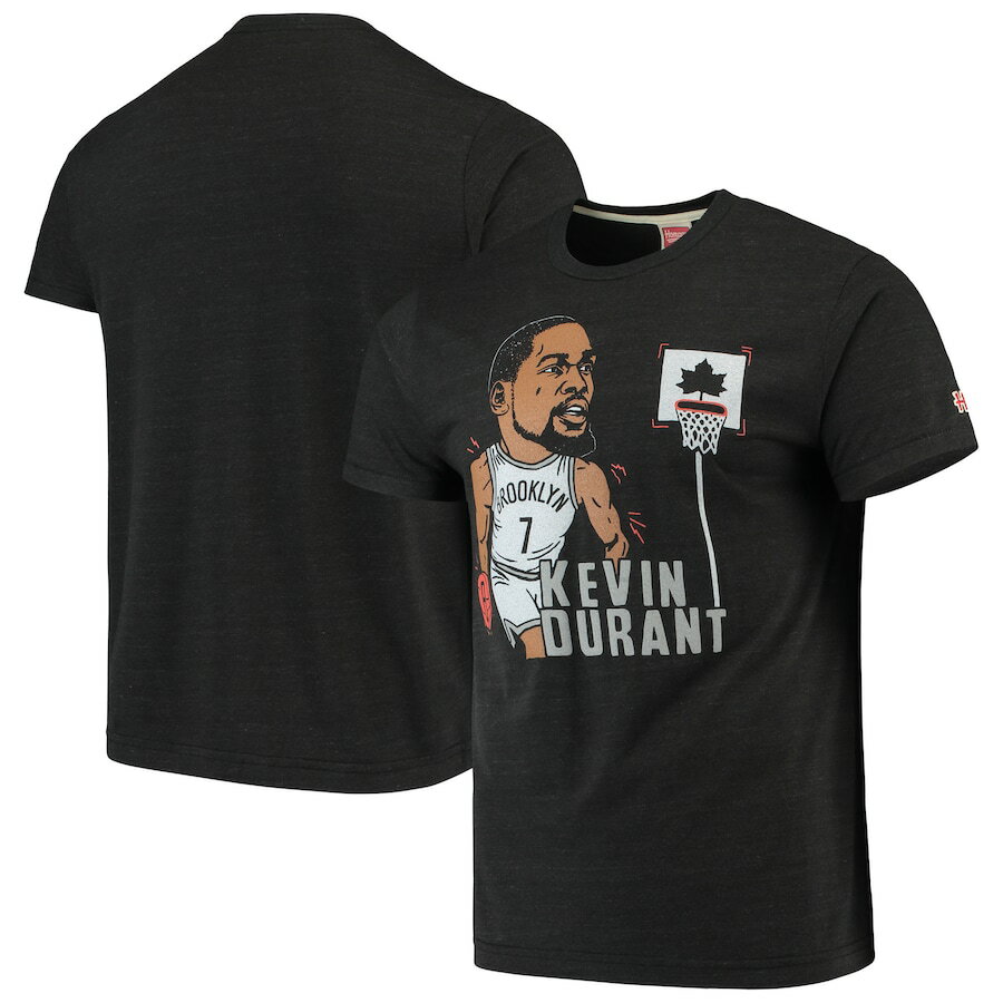 メンズ Tシャツ Kevin Durant Brooklyn Nets Caricature Tri-Blend T-Shirt - Heathered Charcoal