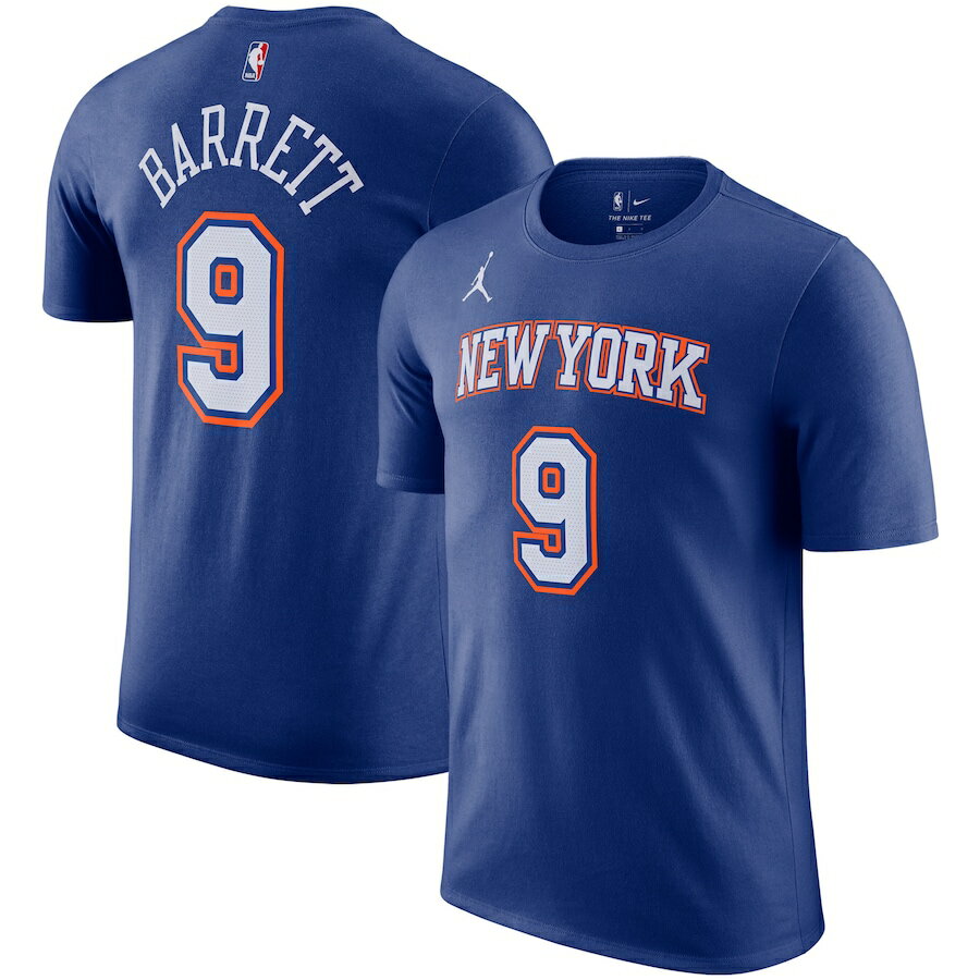 メンズ Tシャツ New York Knicks Jordan Brand 2020/21 RJ Barrett Statement Name Number T-Shirt - Blue