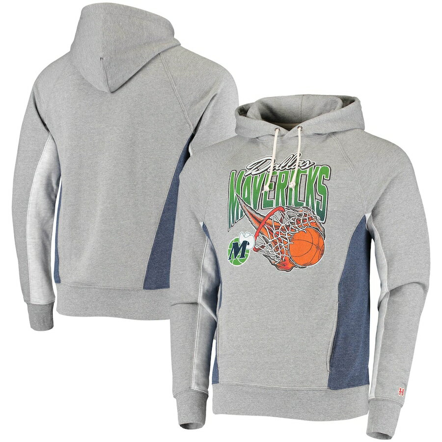 メンズ パーカー Dallas Mavericks Homage On Fire Tri-Blend Pullover Hoodie - Heathered Gray/Heathered Navy