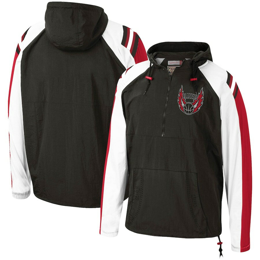 ミッチェル&ネス メンズ ジャケット Portland Trail Blazers Mitchell & Ness Hardwood Classics Anorak Half-Zip Pullover Hoodie Windbreaker Jacket -Black
