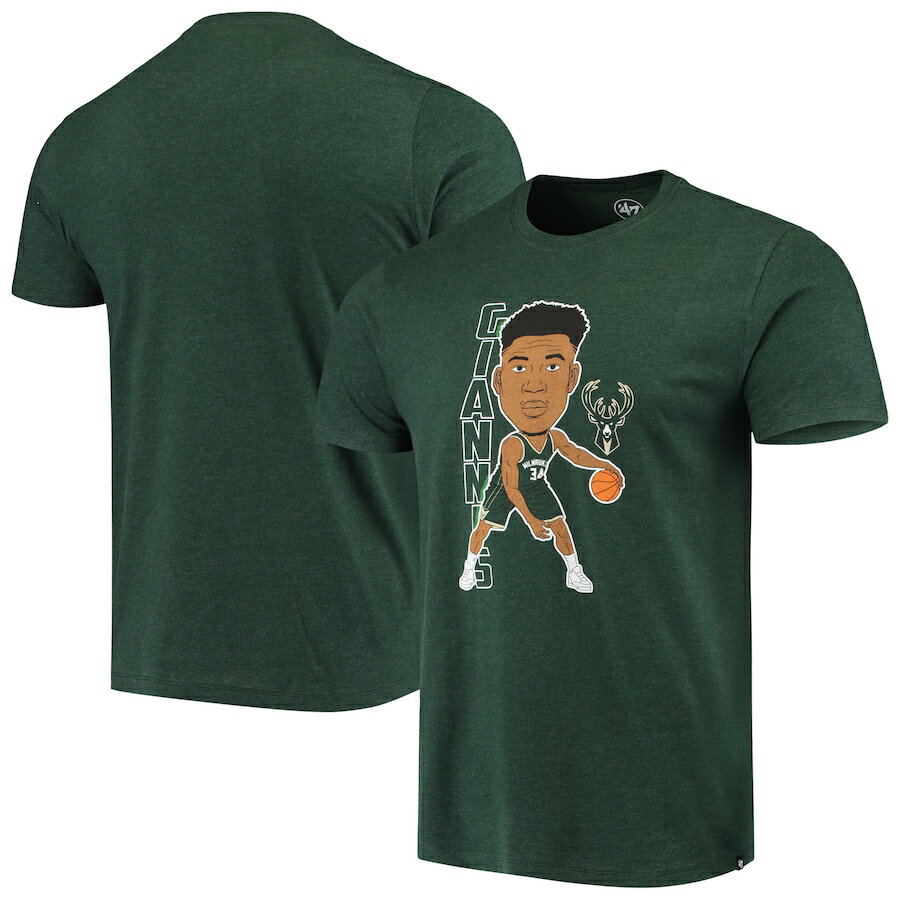 メンズ Tシャツ Giannis Antetokounmpo Milwaukee Bucks 039 47 Bobblehead T-Shirt - Heathered Hunter Green