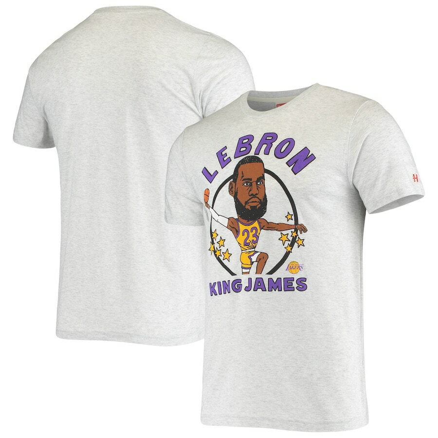 メンズ Tシャツ LeBron James Los Angeles Lakers Homage Caricature Tri-Blend T-Shirt - Heathered Ash