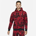 W[_ Y p[J[ Jordan Essential Fleece All Over Print Pullover Hoodie - Red/Black