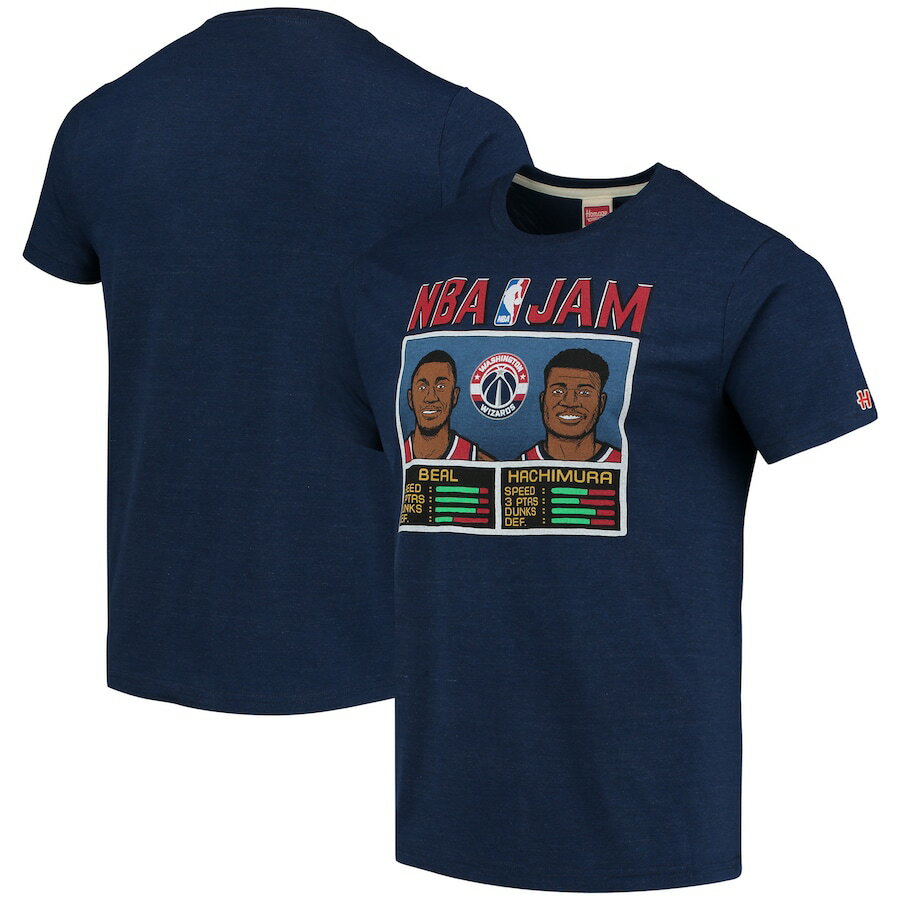 メンズ Tシャツ Bradley Beal/Rui Hachimura "Washington Wizards" Homage NBA Jam Tri-Blend T-Shirt - Heathered Navy