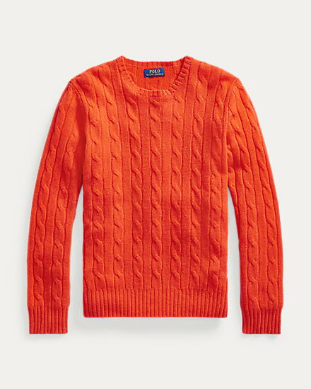 ラルフローレン メンズ Polo Ralph Lauren Cable-Knit Cashmere Sweater 長袖 カシミア セーター Active Orange