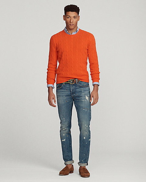 ラルフローレン メンズ Polo Ralph Lauren Cable-Knit Cashmere Sweater 長袖 カシミア セーター Active Orange