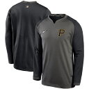 ナイキ メンズ スウェット "Pittsburgh Pirates" Nike Authentic Collection Thermal Crew Performance Pullover Sweatshirt - Charcoal/Black