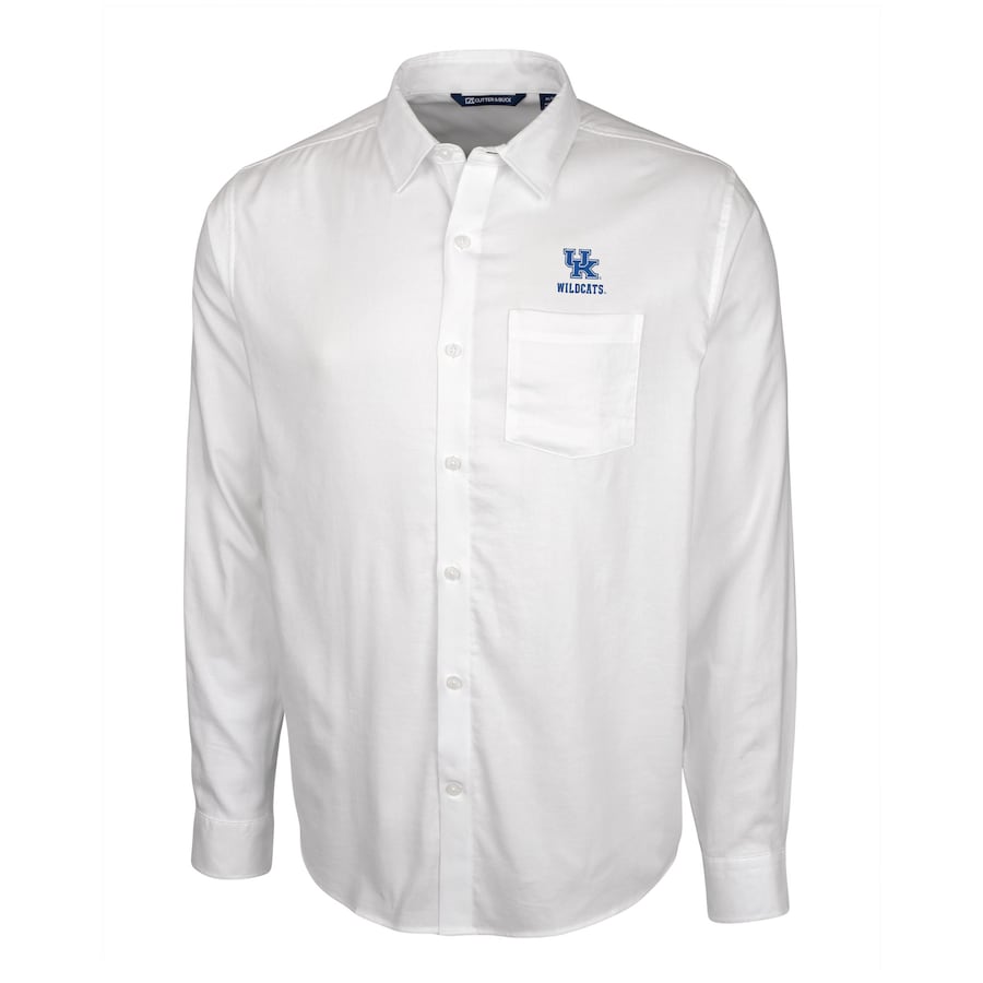 メンズ シャツ "Kentucky Wildcats" Cutter - Buck Windward Twill Button-Up Long Sleeve Shirt - White