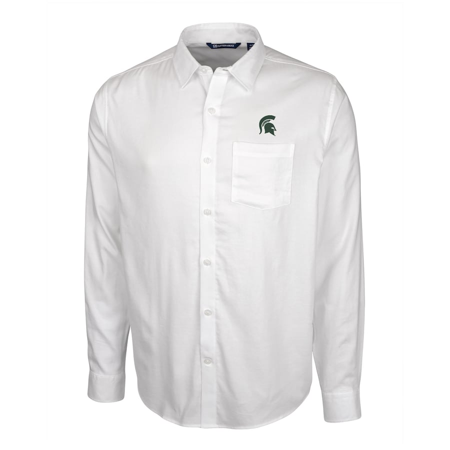 メンズ シャツ "Michigan State Spartans" Cutter - Buck Windward Twill Button-Up Long Sleeve Shirt..
