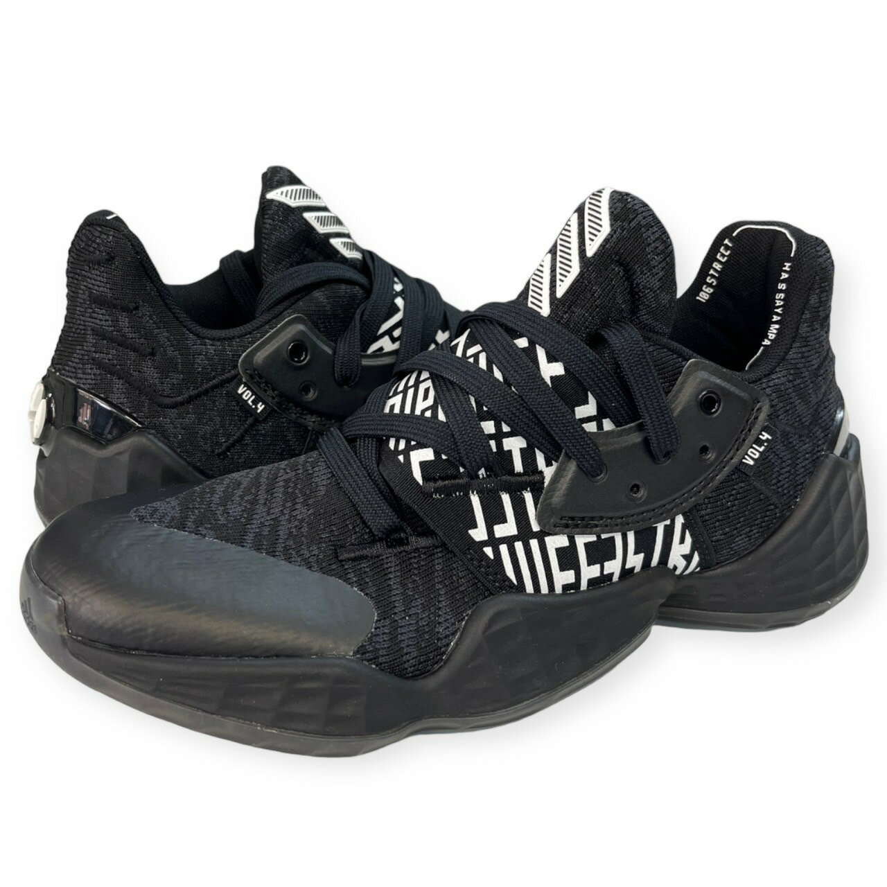 即納 アディダス ハーデン4 キッズ バッシュ ミニバス バスケットシューズ ローカット adidas Harden Vol. 4 - Black/White