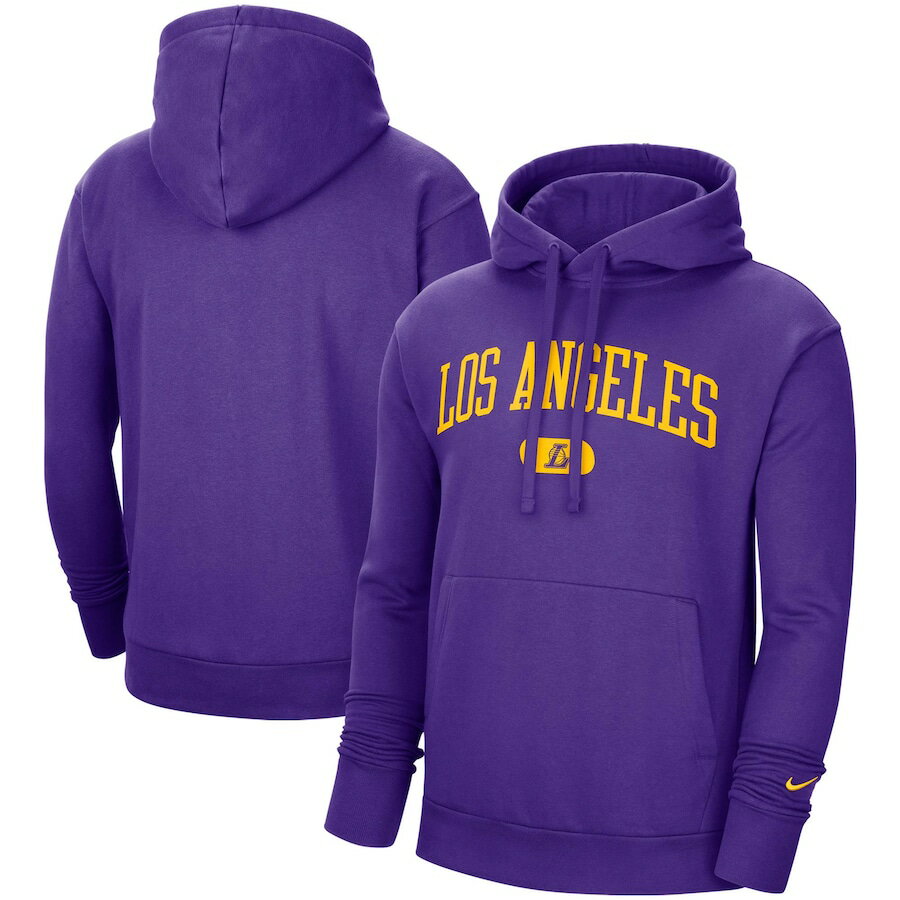 ナイキ メンズ パーカー Los Angeles Lakers Nike Heritage Essential Pullover Hoodie - Purple