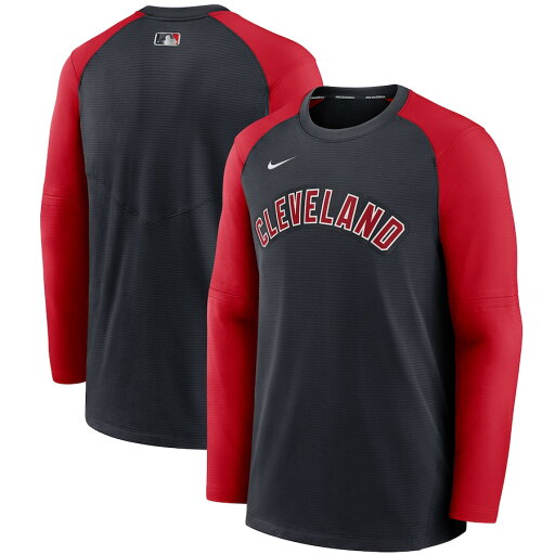 ナイキ メンズ スウェット "Cleveland Indians" Nike Authentic Collection Pregame Performance Raglan Pullover Sweatshirt - Navy/Red ナイキ メンズ スウェット "Cleveland Indians" Nike Authentic Collection Pregame Performance Raglan Pullover Sweatshirt - Navy/Red