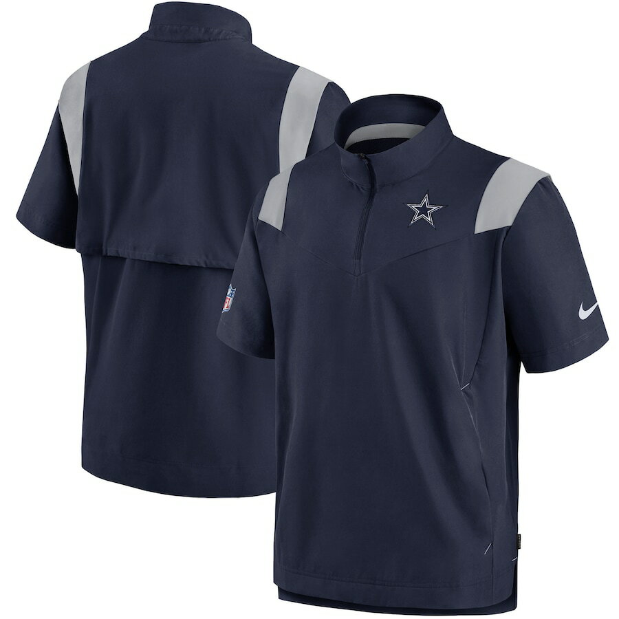 ナイキ メンズ ジャケット Dallas Cowboys Nike Sideline Coaches Short Sleeve Quarter-Zip Jacket - Navy