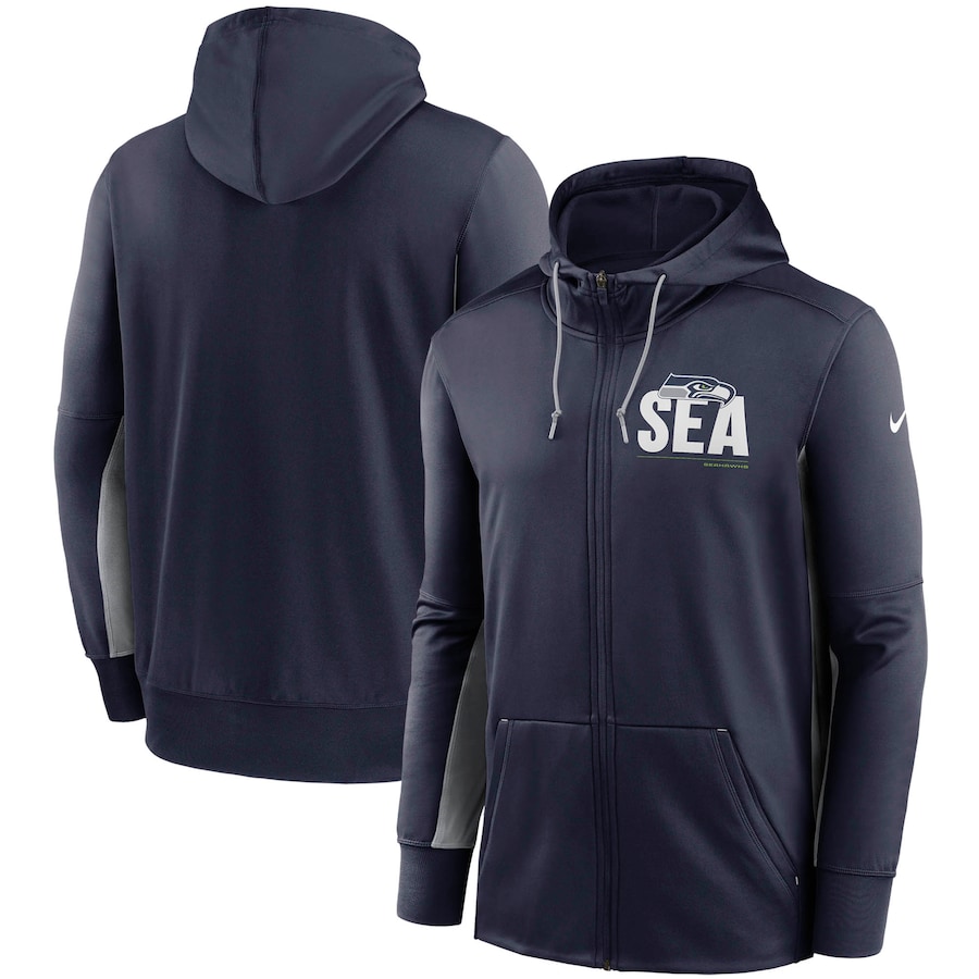 ナイキ メンズ パーカー "Seattle Seahawks" Nike Mascot Performance Full-Zip Hoodie - College Navy/Gray
