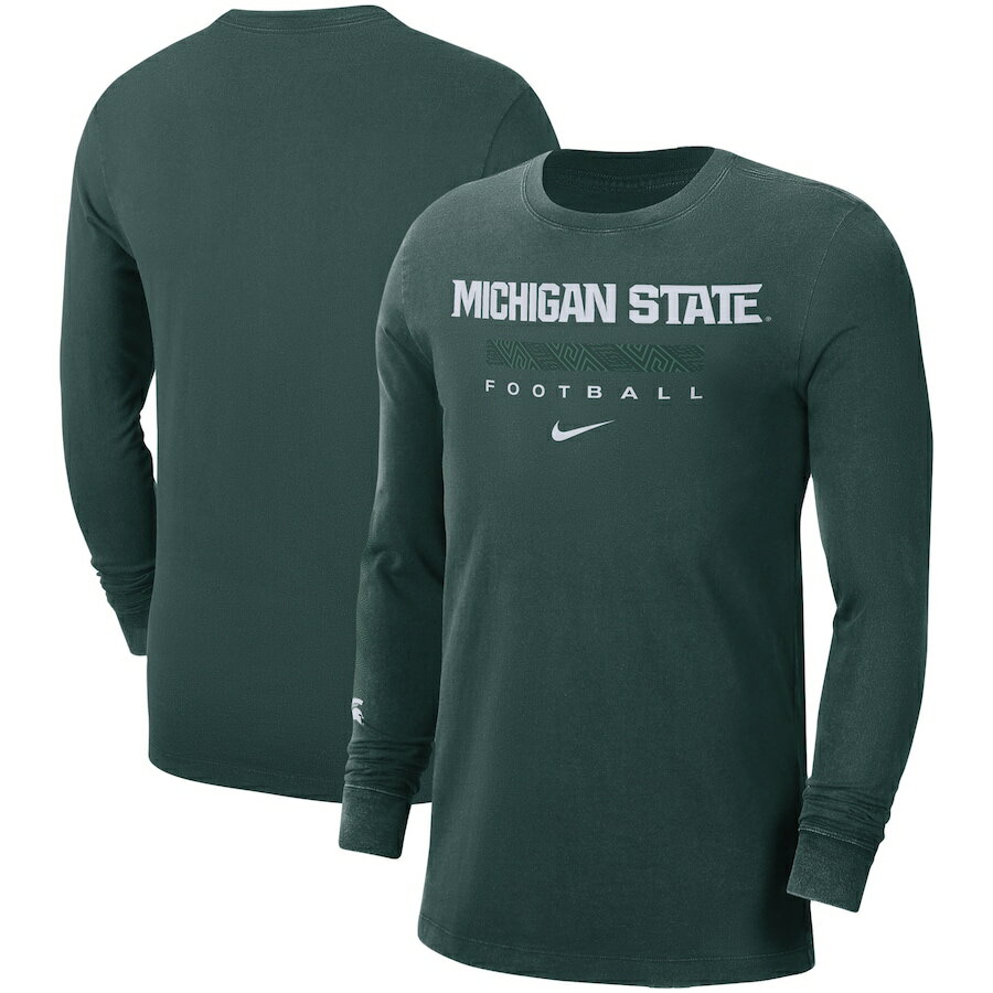 ナイキ メンズ Tシャツ ロンT 長袖 Michigan State Spartans Nike Word Long Sleeve T-Shirt - Green