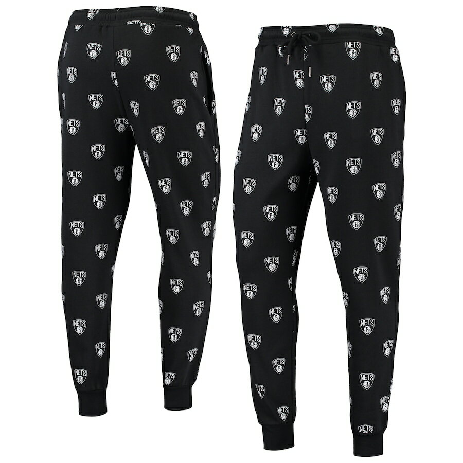 Rakuten - ワイルドコレクティブ メンズ スウェットパンツ ジョガーパンツ Brooklyn Nets The Wild Collective Allover Logo Jogger Pants - Black